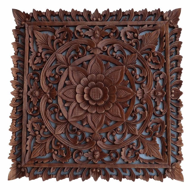 花の木彫りの壁掛けレリーフ 50X50 スワール無垢材 【壁掛け 花の木彫りの壁掛けレリーフ 50X50 スワール無垢材 【壁掛け