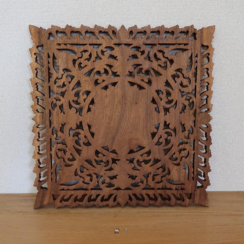 花の木彫りの壁掛けレリーフ 50X50 スワール無垢材 【壁掛け 花の木彫りの壁掛けレリーフ 50X50 スワール無垢材 【壁掛け