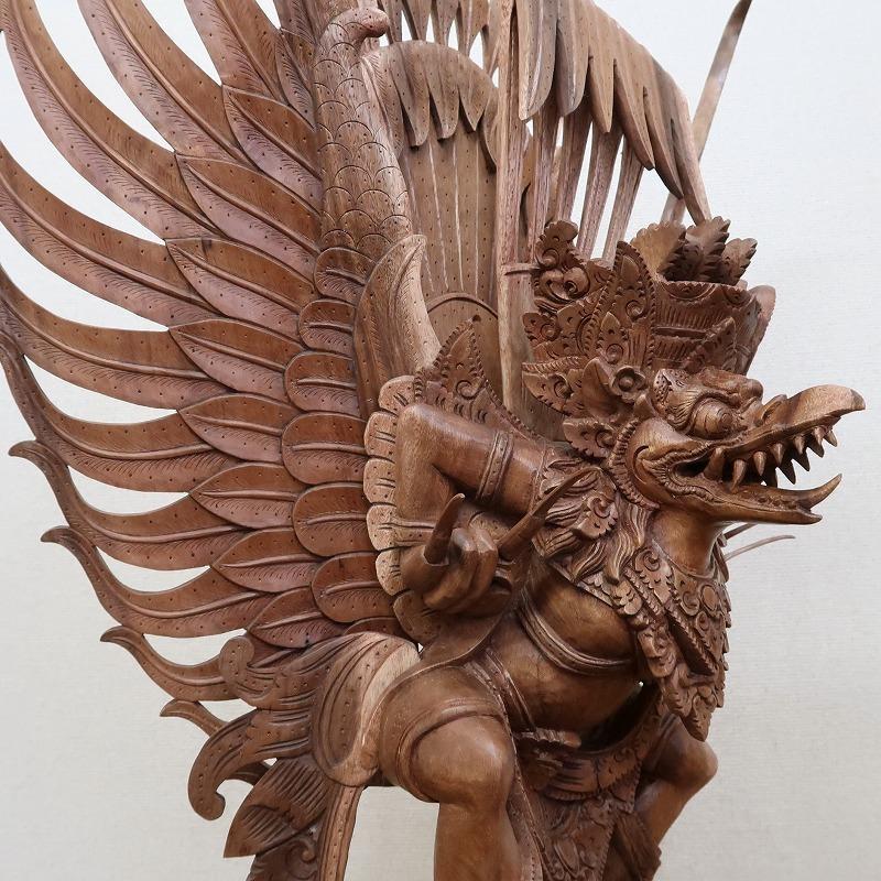 アンティーク インドネシアバリ彫刻細密木彫ガルーダ置物 木彫り 仏教美術 ガルーダ 木彫刻品 精密彫刻 インド神 バリ インドネシア