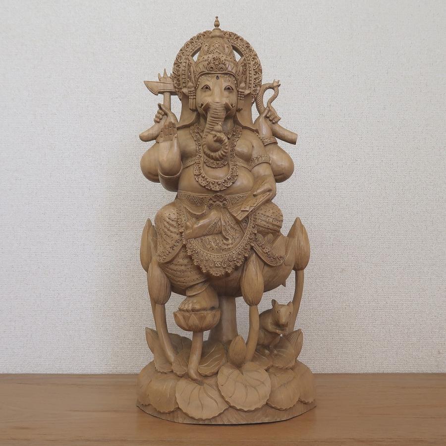 新入荷】ガネーシャ像(夢をかなえる神様)Hiクオリティ木彫り 25cm 夢を