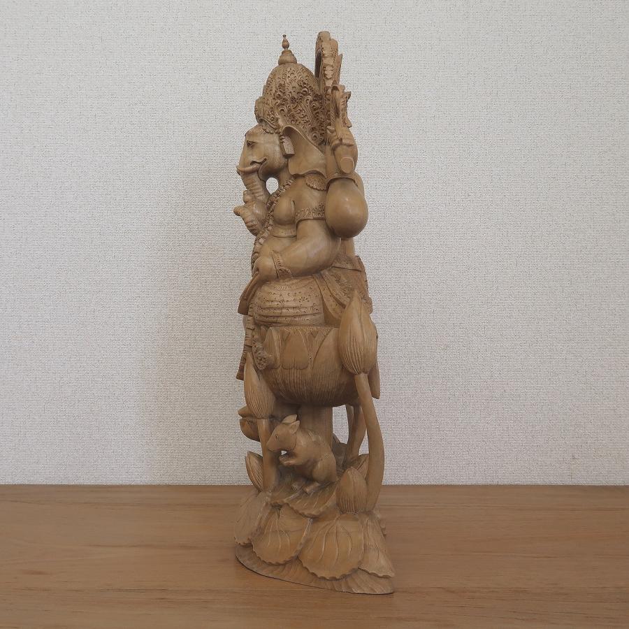 ガネーシャの木彫り 53cm クロコダイルウッド無垢材 アジアン雑貨 バリ