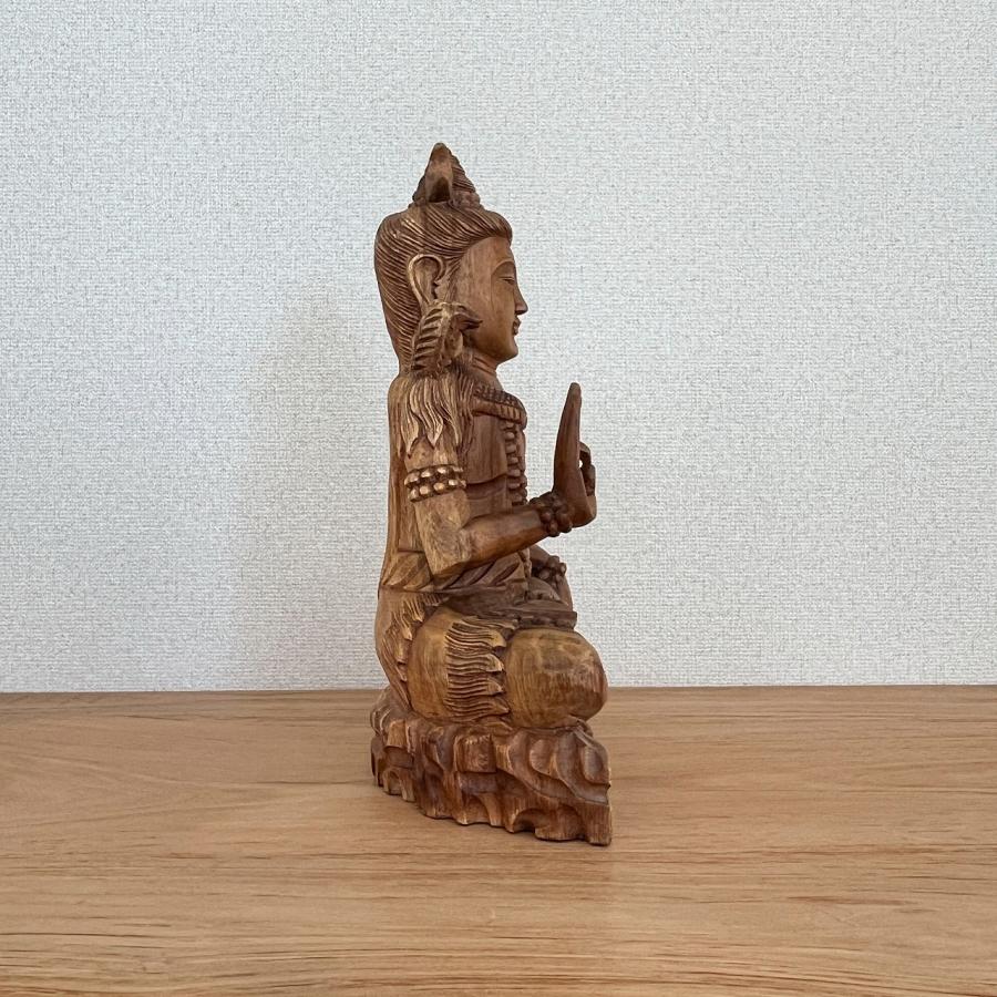 シヴァ神の木彫り 40cm 座像 木製 スワール無垢材 シバ神 オブジェ