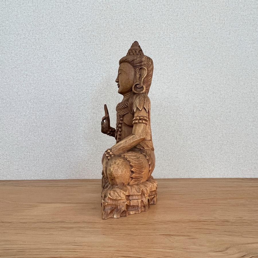 シヴァ神の木彫り 40cm 座像 木製 スワール無垢材 シバ神 オブジェ