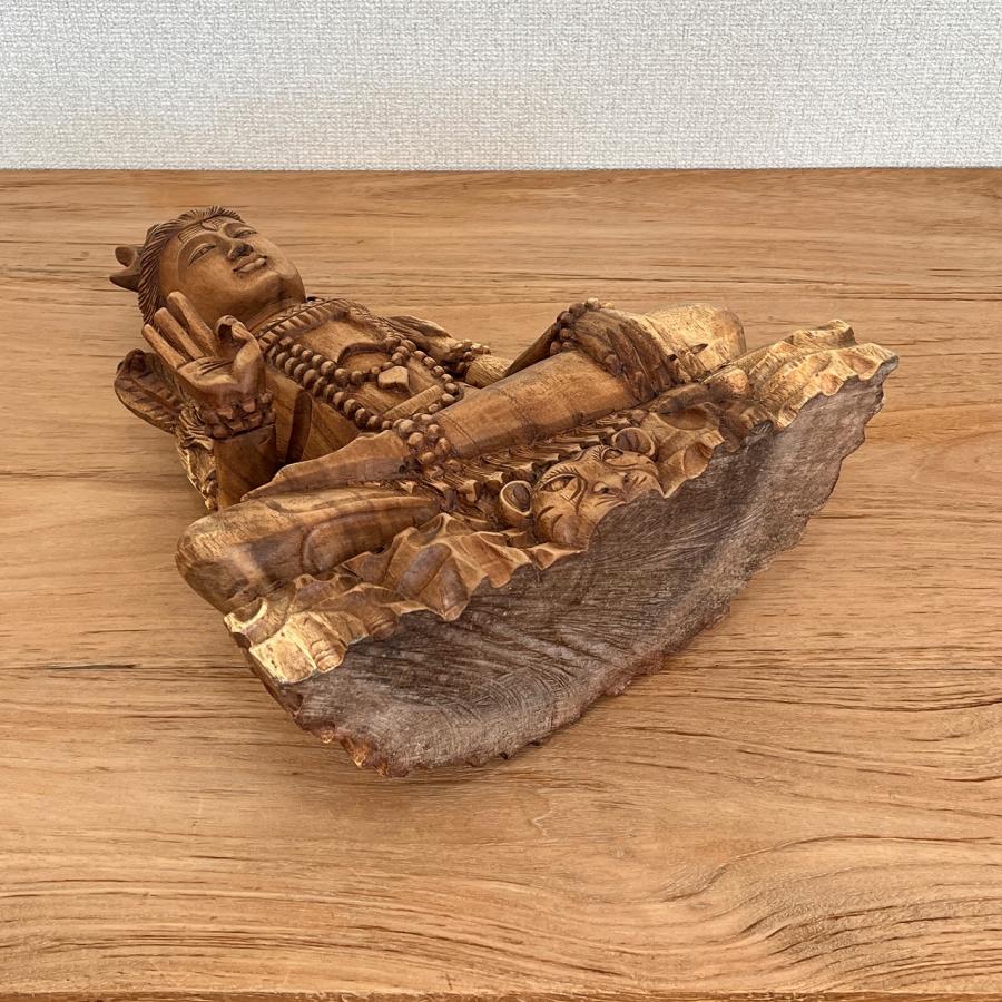シヴァ神の木彫り 40cm 座像 木製 スワール無垢材 シバ神 オブジェ