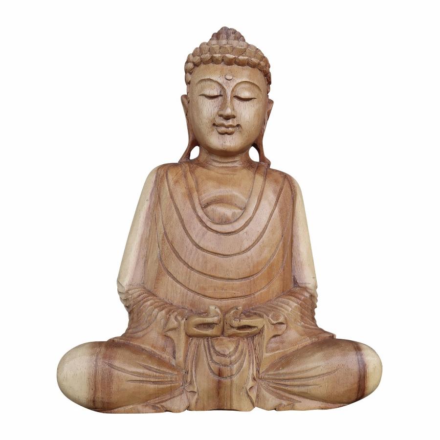 一刀彫 仏陀坐像 26cm 仏像 仏陀 ブッダ オブジェ 仏像の置物 仏陀の