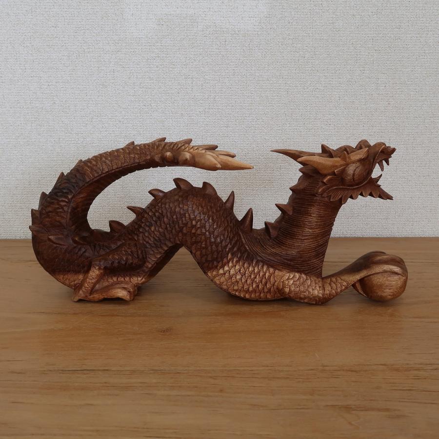 ドラゴンの木彫り 龍の木彫り スワール無垢材 左向き 40cm 竜の ドラゴンの木彫り 龍の木彫り スワール無垢材 左向き 40cm 竜の