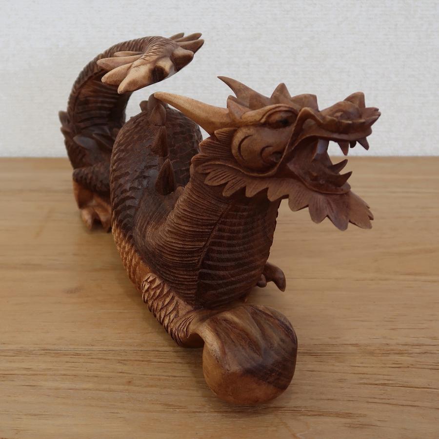 ドラゴンの木彫り 龍の木彫り スワール無垢材 左向き 40cm 竜の ドラゴンの木彫り 龍の木彫り スワール無垢材 左向き 40cm 竜の