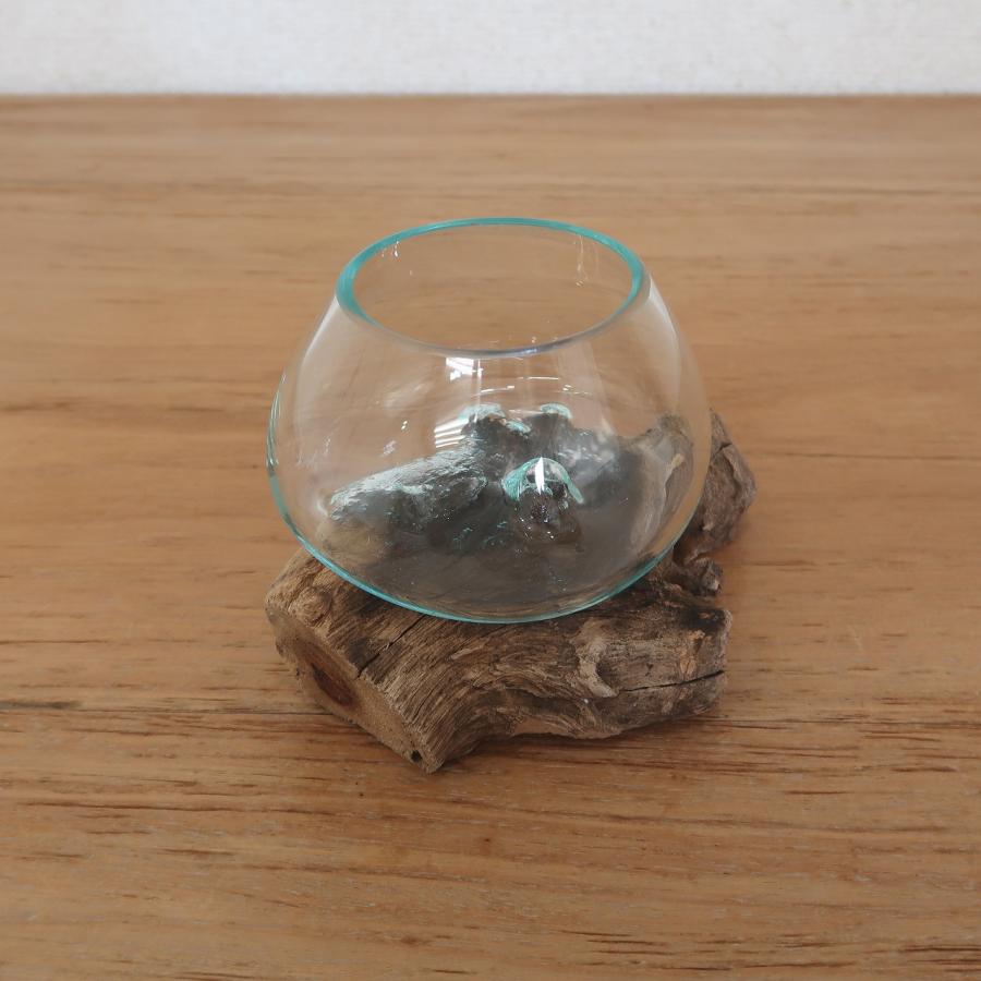 フラワーベース 花瓶（流木 石 吹きガラス） 流木ガラス フラワーベース③ フラワーベース 花瓶（流木 石 吹き