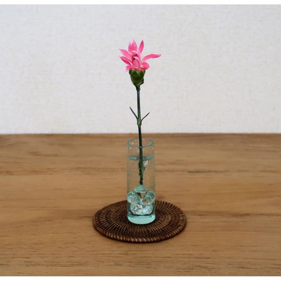 プルメリアガラスの花瓶 フラワーベース 一輪挿し 直径3cmX高さ8cm S