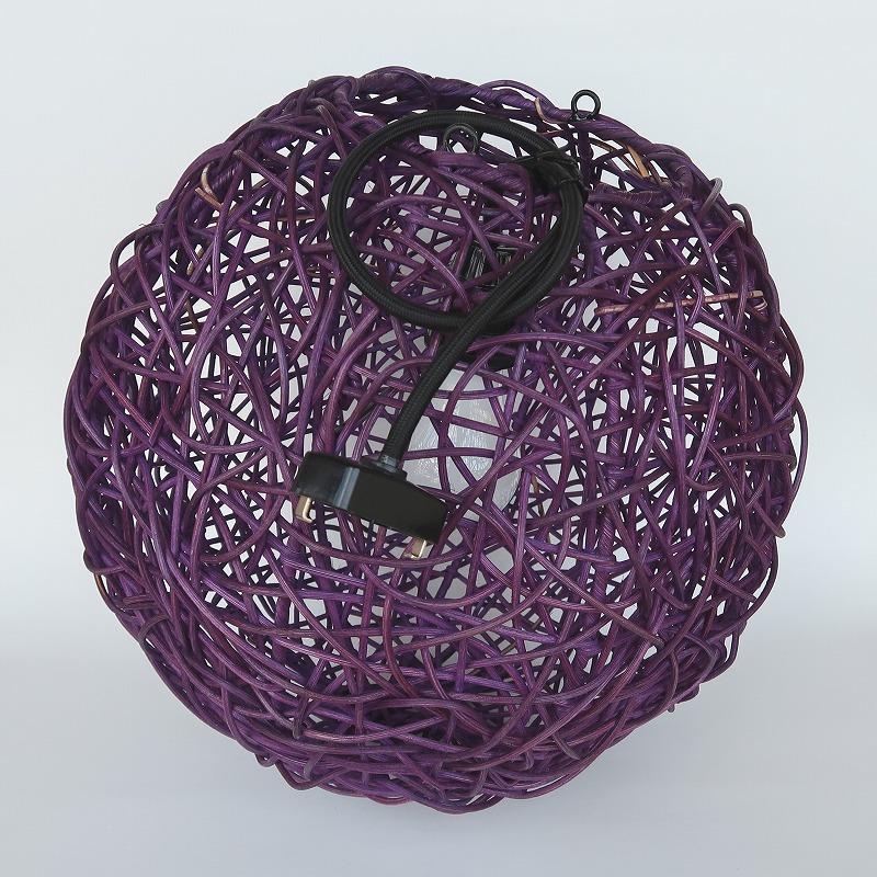 ラタンボールペンダントライト パープル ラタンボールペンダントランプ