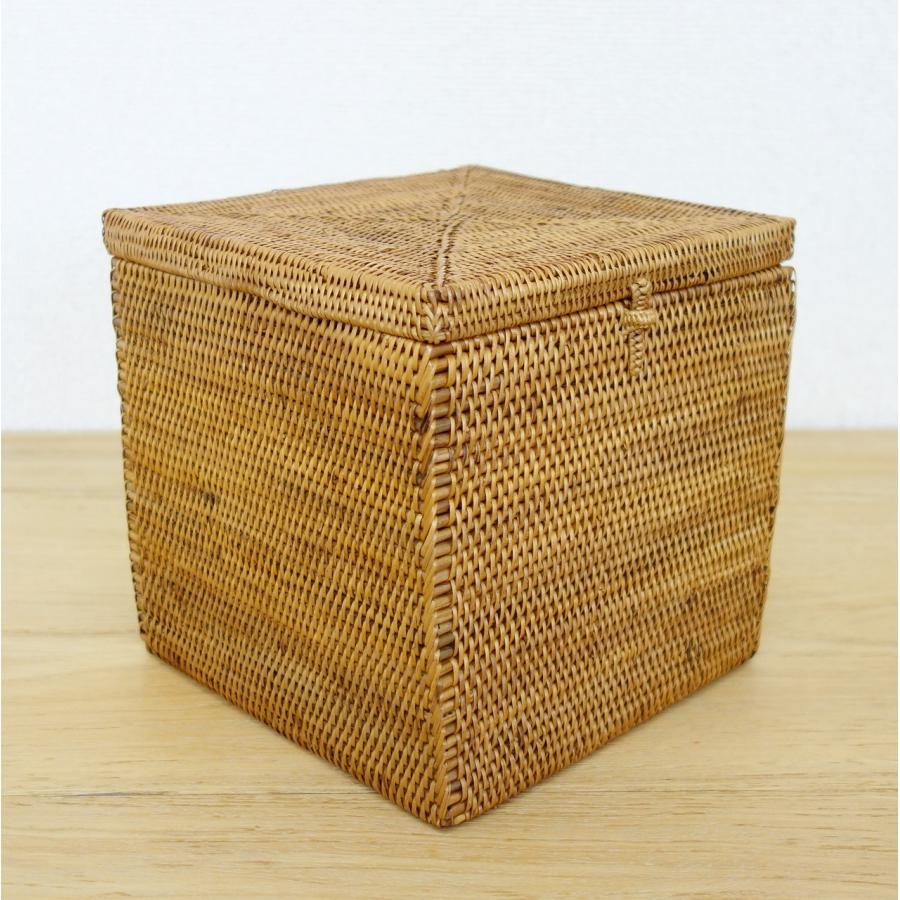 アタの収納ボックス 20X20X20 バリ島 【箱 小物入れ 籐 藤 四角 蓋つき
