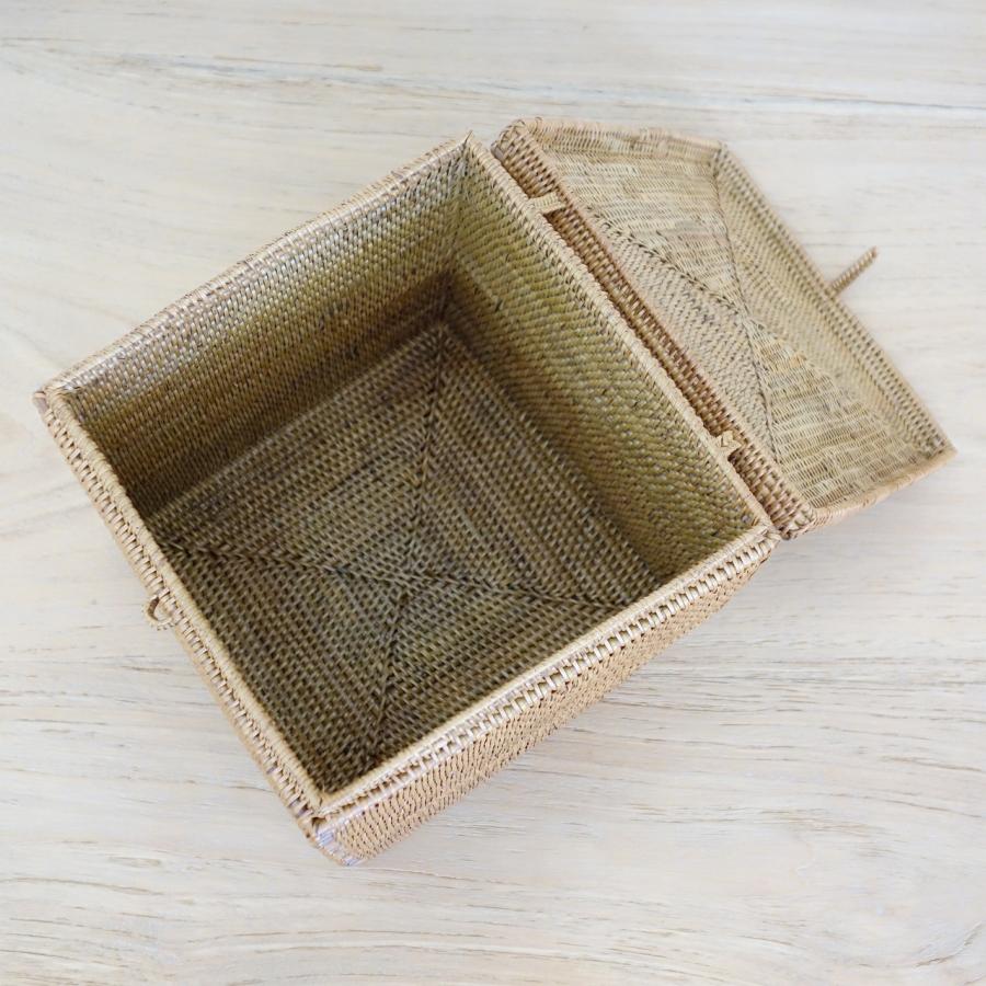 アタの収納ボックス 20X20X20 バリ島 【箱 小物入れ 籐 藤 四角 蓋つき