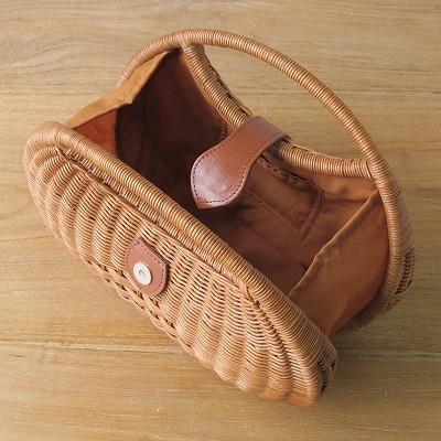 ラタンバッグ オーバルハンドバッグ ブラウン【茶色 カゴバッグ かご