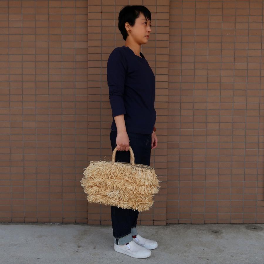 フサフサバッグ ラフィア＆シーグラス リゾート 35X13X22 【手提げかご