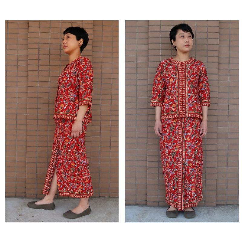 サロンケバヤ シンガポール航空キャビンアテンダント制服風 ジャケット＆スカート セットアップ レッド 34【アウトレット】170600_8