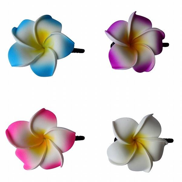 プルメリア 花のヘアピン ウレタン Lサイズ 4COLORS ピンク ホワイト ブルー パープル アジアン バリ島 ハワイアン220758