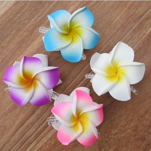 プルメリア 花のヘアクリップ ウレタン 7cm 4COLORS ピンク ホワイト