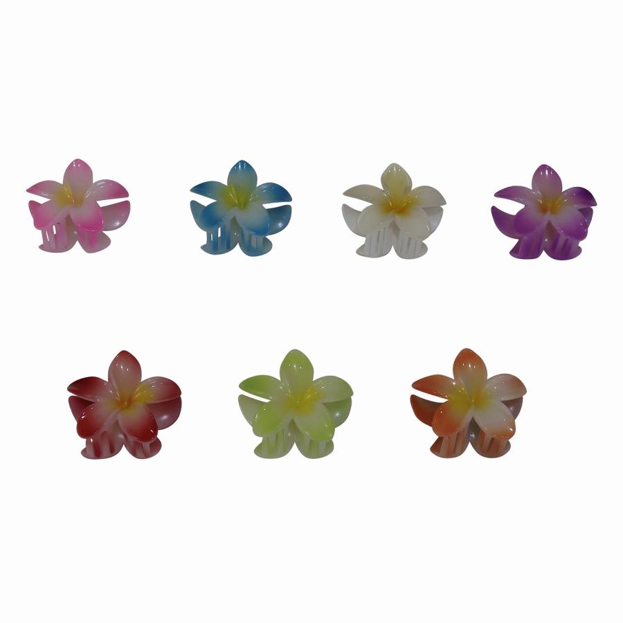 プルメリア 花のクリップ プラスチック 7COLORS アジアン バリ島 ハワイアン雑貨 ヘアアクセサリー ヘアクリップ お花クリップ フラダンス 220771 | 