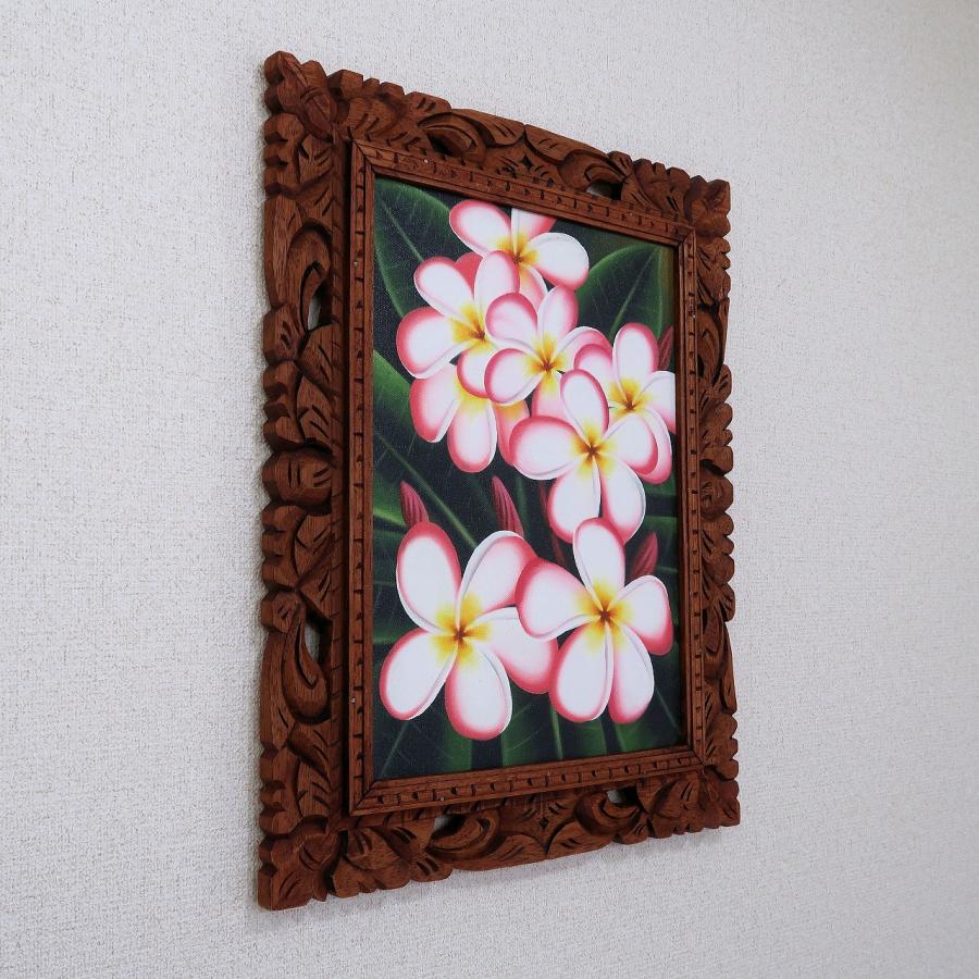 プルメリアの絵 ピンク 42X52 絵画 花の絵 リゾート ハワイアン