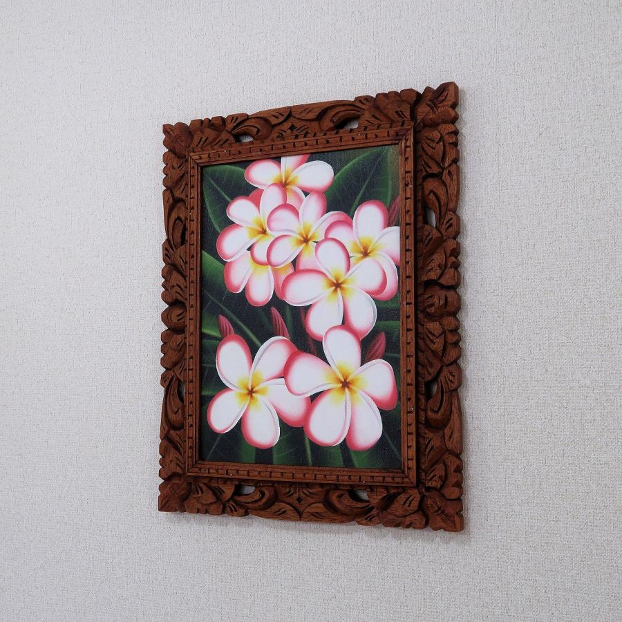 プルメリアの絵 ピンク 42X52 絵画 花の絵 リゾート ハワイアン