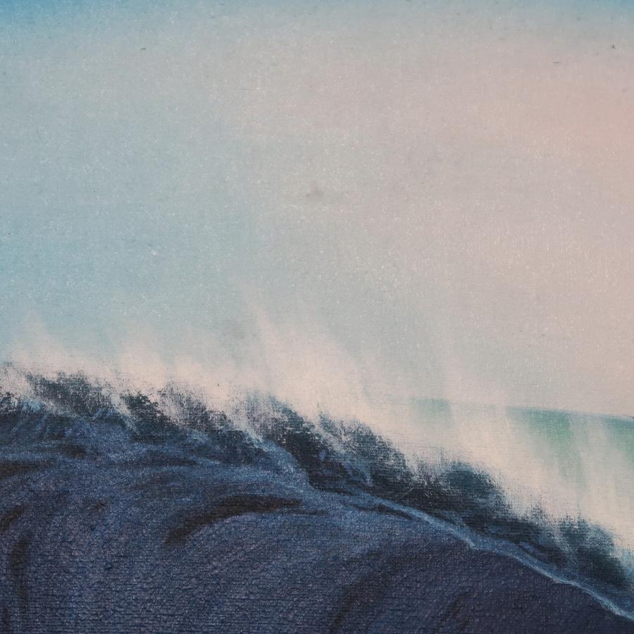 白い波の絵 レギュラーブレイク 52X42 Goes Windy作 サーファー