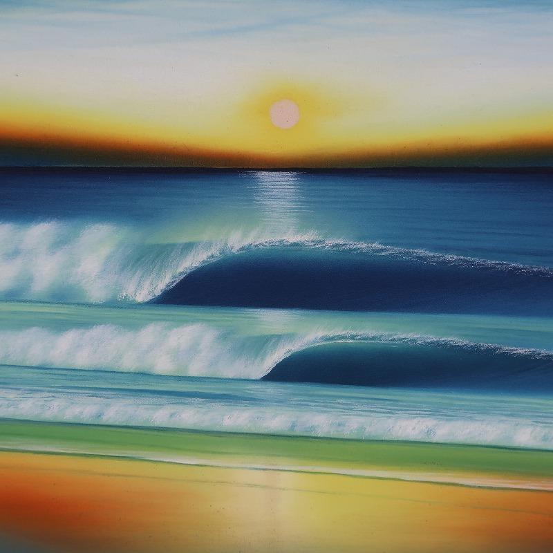 波の絵 Goes Windy作 夕日の波とビーチ 100x59 バリ絵画 サーフィン サーファー リゾート 砂浜 海 サンセット Ysa アジアンティーク Asiantique 通販 Yahoo ショッピング