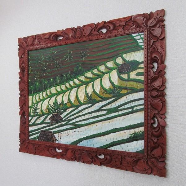 ライステラスの絵　バリ島の田園風景画　100X80 【アジアン雑貨 バリ雑貨 バリ絵画 バリアート 段々畑の絵】YSA-240652_1
