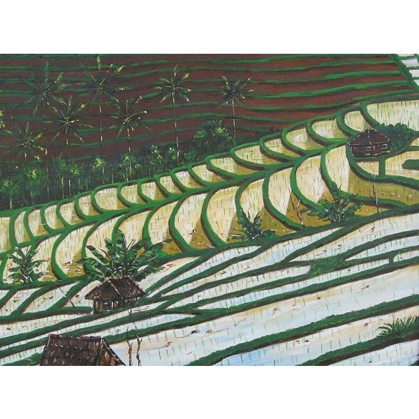 ライステラスの絵　バリ島の田園風景画　100X80 【アジアン雑貨 バリ雑貨 バリ絵画 バリアート 段々畑の絵】YSA-240652_3