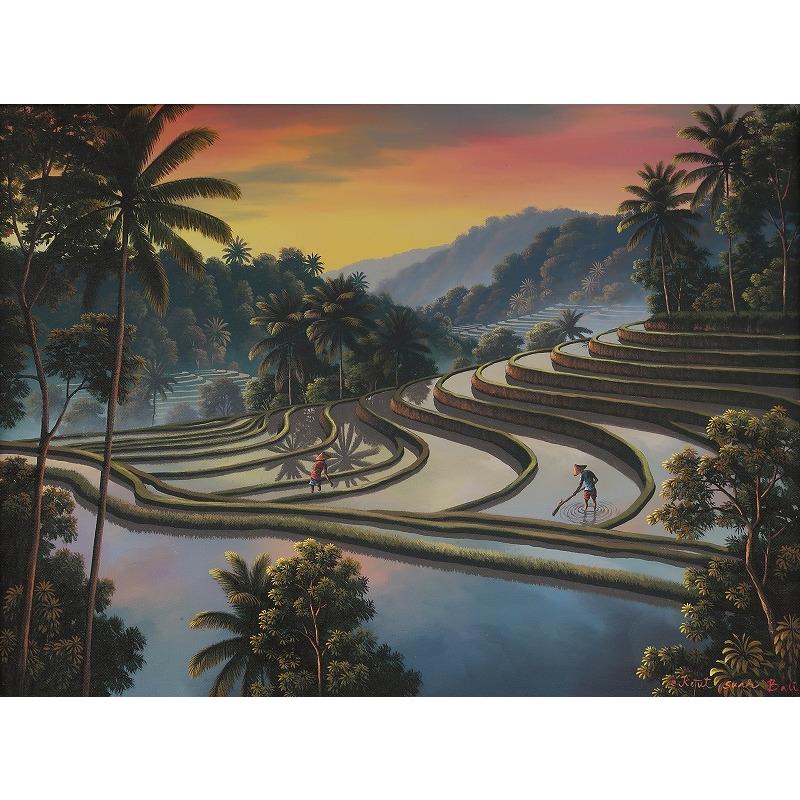 ライステラス ティガララン KADEK SUDARMA作 100X80 【アジアン雑貨