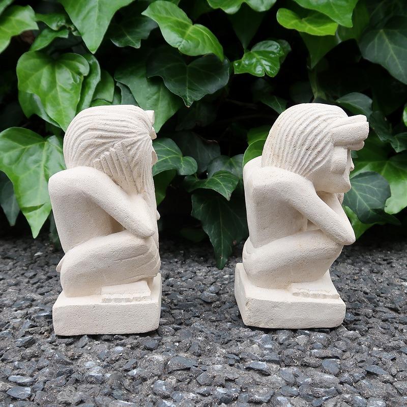 バリニーズガールズ プリミティブ石像人形15cm 左右2体セット パラス