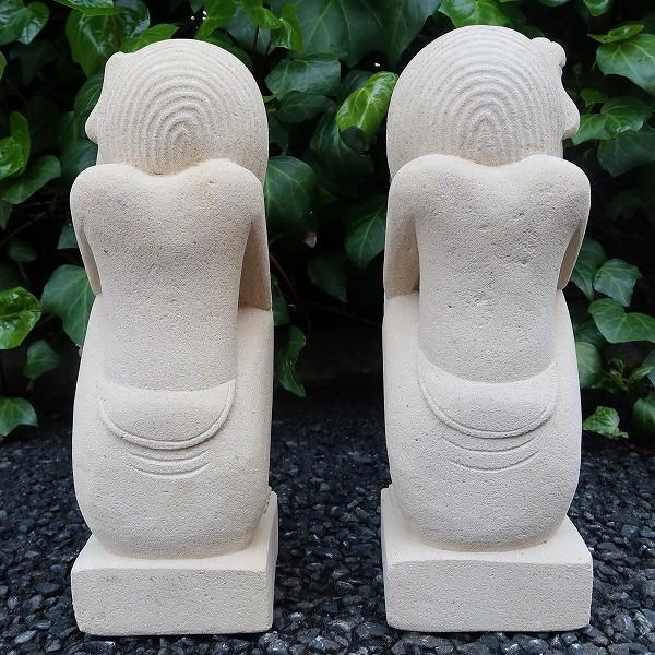 バリニーズガールズの石像 プリミティブ人形 30cm パラスストーン 2体 