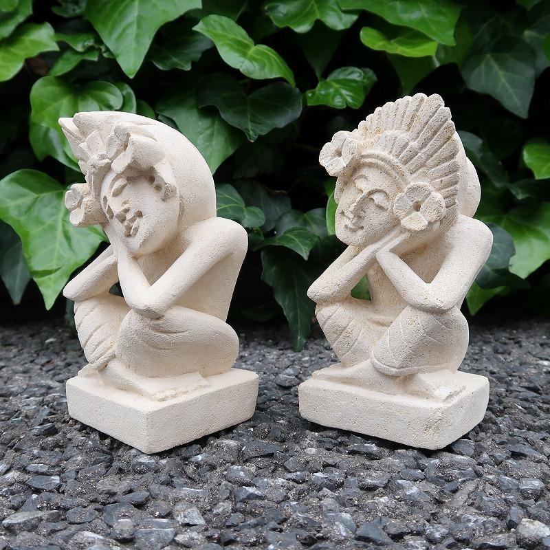 バリニーズカップル プリミティブ石像人形15cm 男女2体セット パラス 