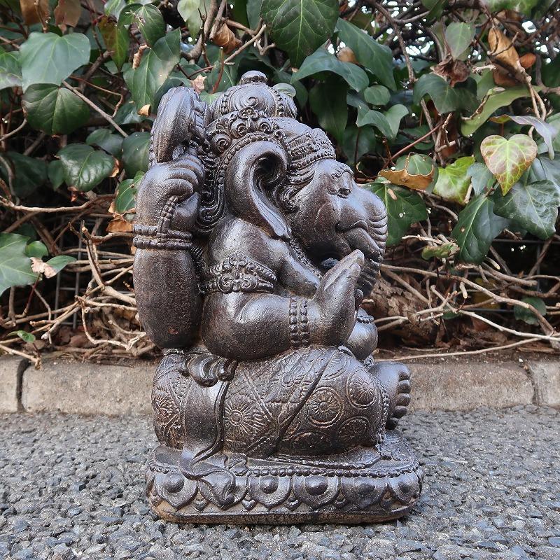 ガネーシャの石像 座像 コンクリート製 ガネーシャの置物 オブジェ
