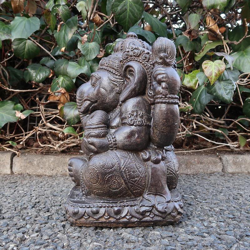 ガネーシャの石像 座像 コンクリート製 ガネーシャの置物 オブジェ