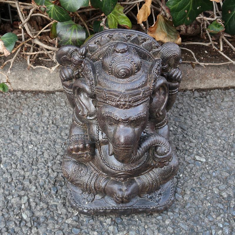 ガネーシャの石像 座像 コンクリート製 ガネーシャの置物 オブジェ