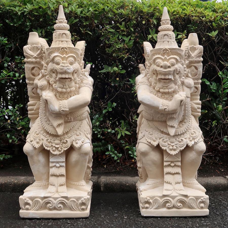 ラクササの石像 天然石パラスストーン 2体セット 65cm 獅子 魔除け