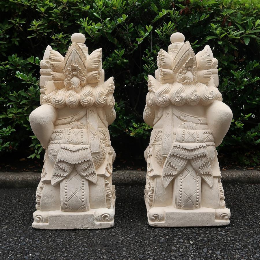 ラクササの石像 天然石パラスストーン 2体セット 65cm 獅子 魔除け