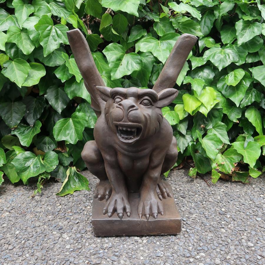ガーゴイル石像 コンクリート アンティーク調 55cm 右向き