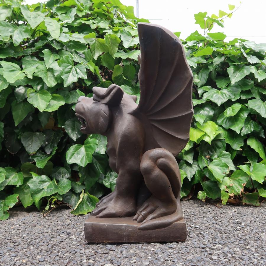 ガーゴイル石像 コンクリート アンティーク調 55cm 右向き