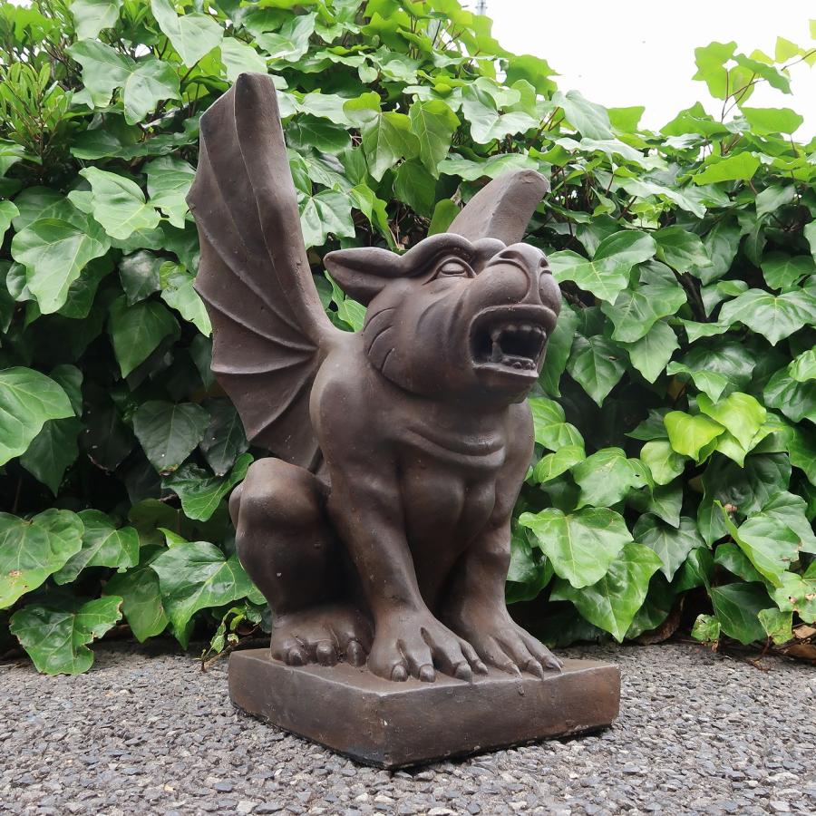 ガーゴイル石像 コンクリート アンティーク調 55cm 右向き