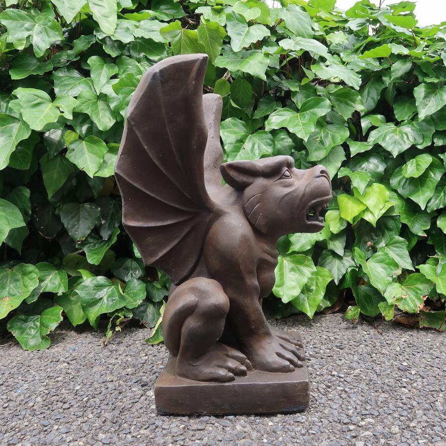 ガーゴイル石像 コンクリート アンティーク調 55cm 右向き