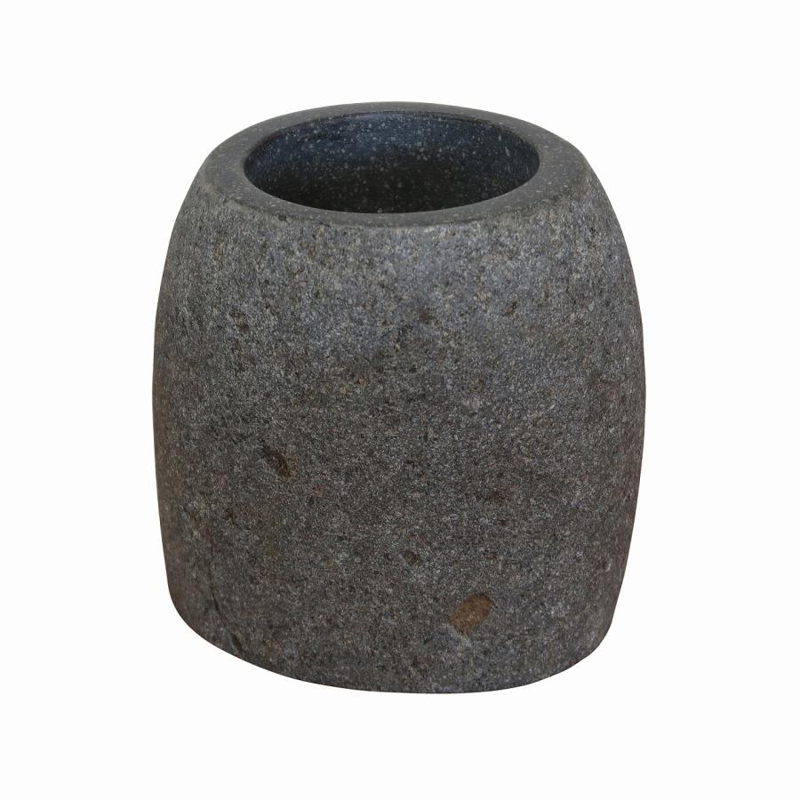 天然石をくり抜いた花瓶 リバーストーン 花器 石材 ガーデン