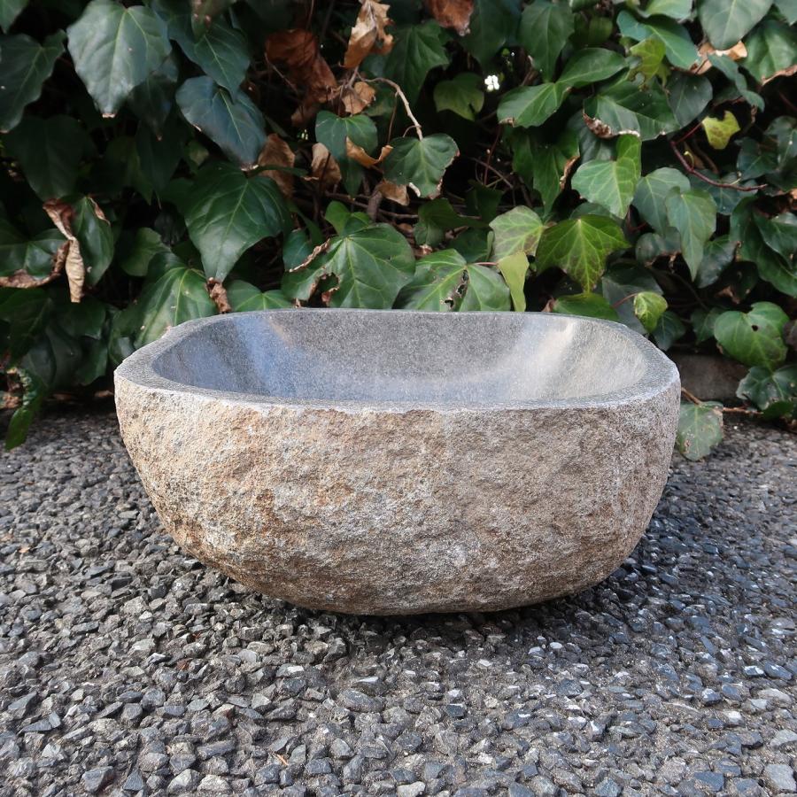 天然石一文字四方長型水鉢・長鉢・蹲 天然石 蹲(つくばい) 069 手水鉢【商品番号：m-ni069】