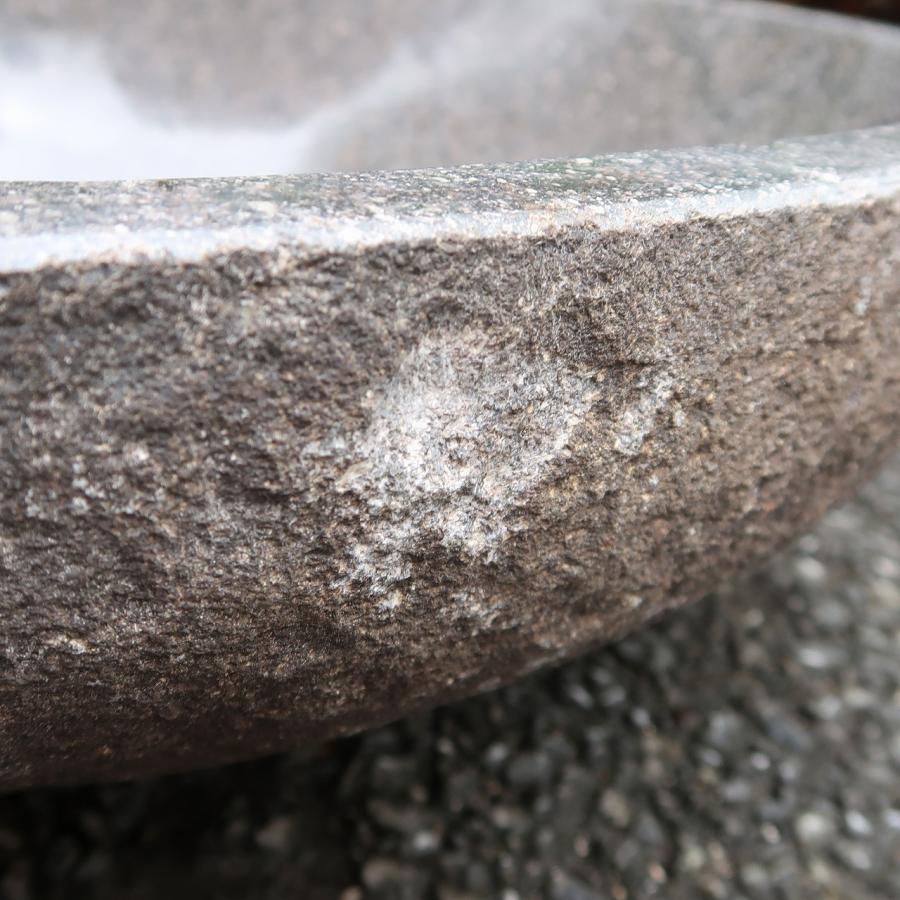天然石をくり抜いた手水鉢 リバーストーン M 47X43 つくばい 睡蓮鉢