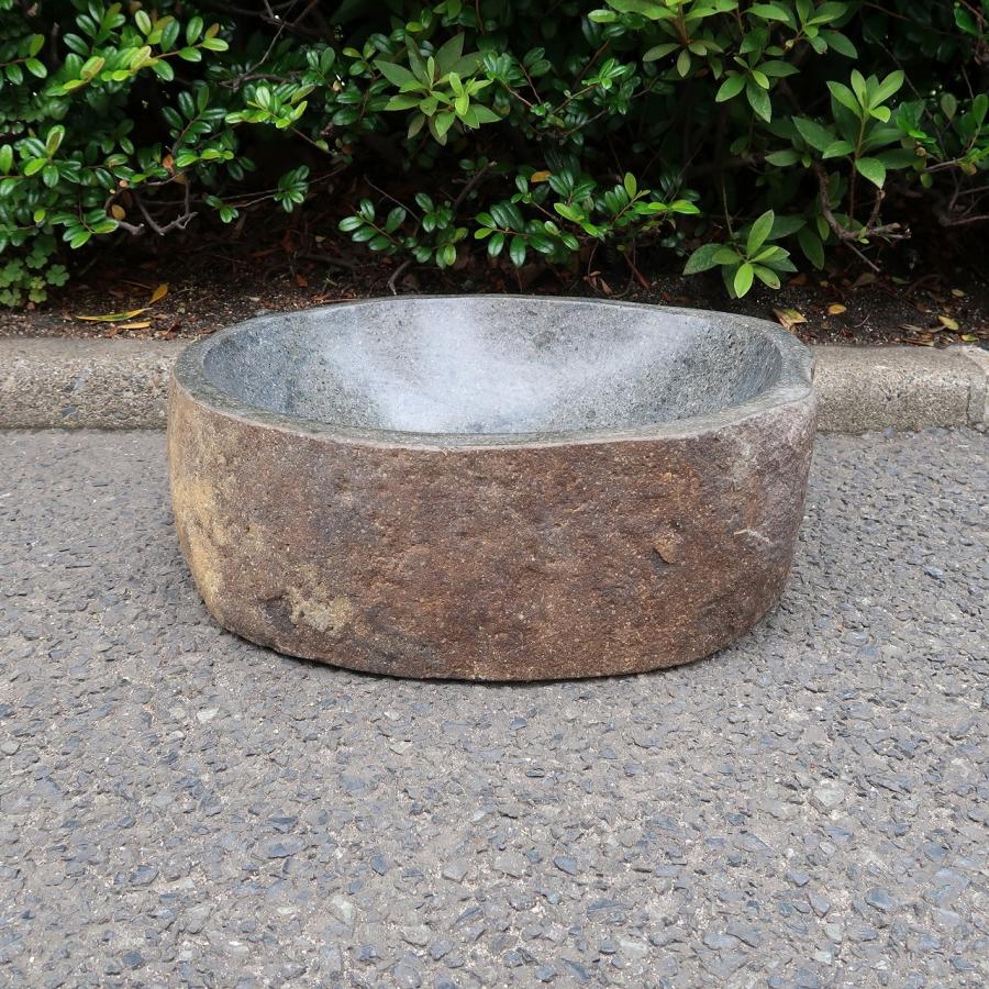 天然石をくり抜いた手水鉢 リバーストーン 43x43 Lサイズ 庭 ガーデニング つくばい 睡蓮鉢 石材 すいれん鉢 坪庭 43x43 メダカ鉢 アジアンティーク Asiantique Ysa ガーデン 人気沸騰抜群
