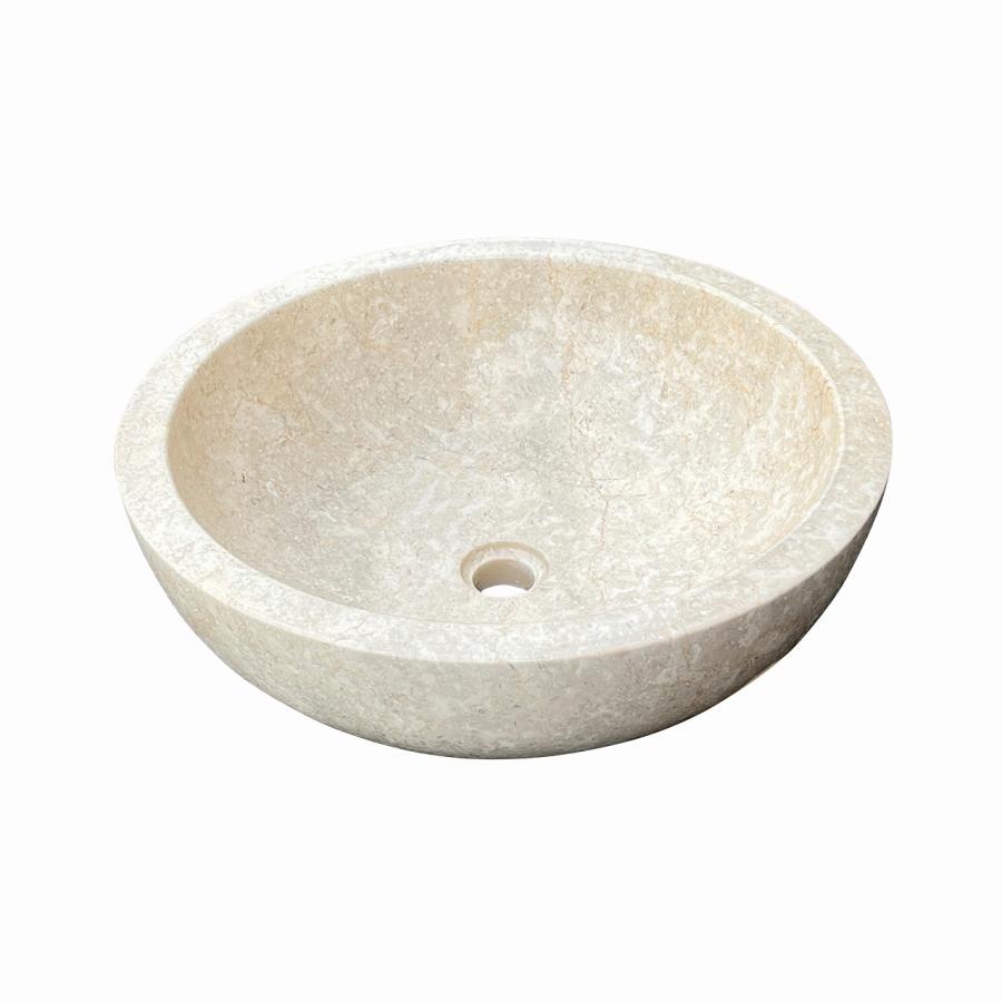 天然大理石 洗面ボウル 直径45cmX高さ15cm ベージュ ナチュラル 