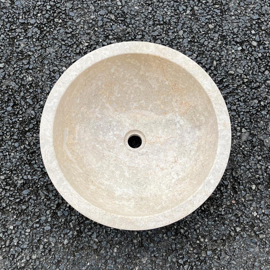 天然大理石 洗面ボウル 直径45cmX高さ15cm ベージュ ナチュラル 