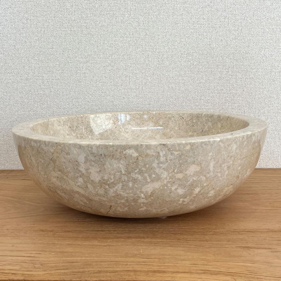 天然大理石 洗面ボウル 直径45cmX高さ15cm ベージュ ナチュラル
