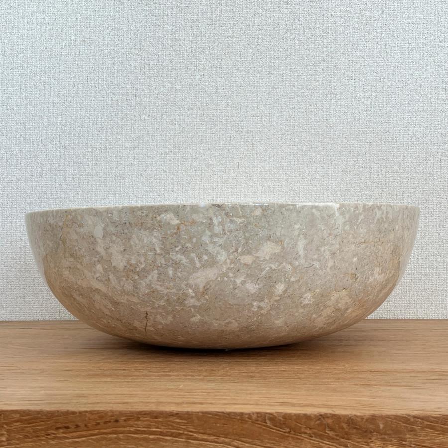 天然大理石 洗面ボウル 直径45cmX高さ15cm ベージュ ナチュラル