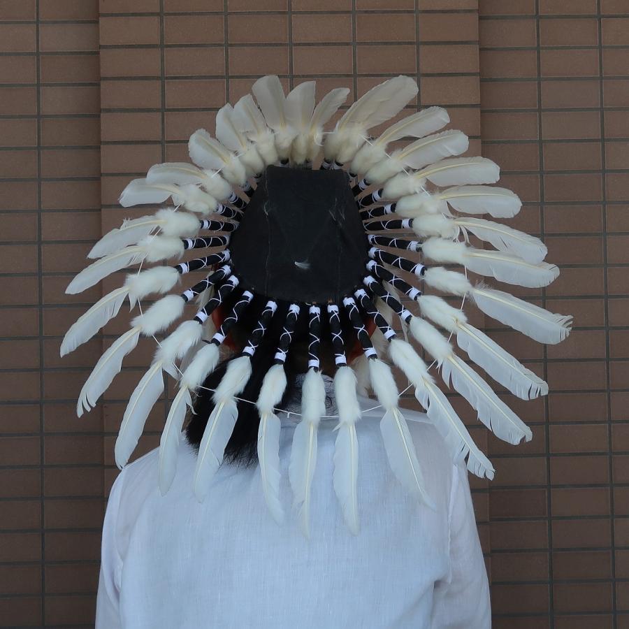 インディアンハット ホワイト ショート ウォーボンネット 羽帽子